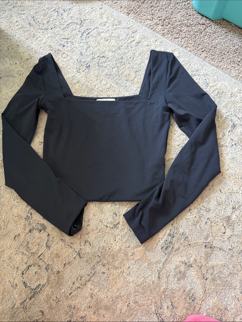 Navy Long-Sleeve Square Neck Women's Top